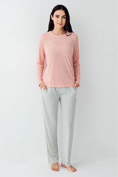Pierre Cardin Pi̇erre Cardi̇n Modal Cotton Circle Neck Long Sleeve Women's Pajama Set