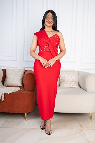 SELSAL Crystal embellished evening dress