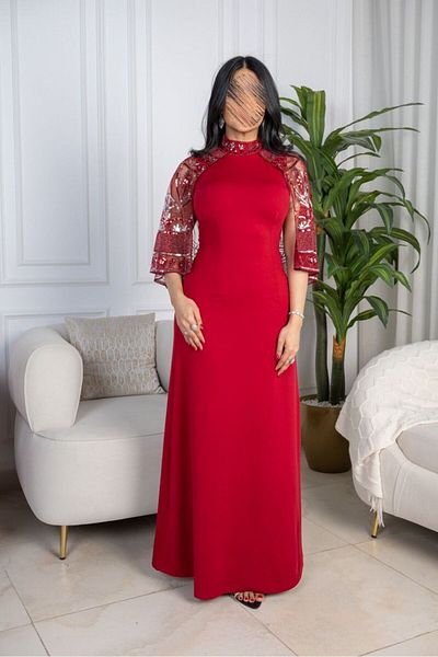 SELSAL Embroidered cape sleeve dress