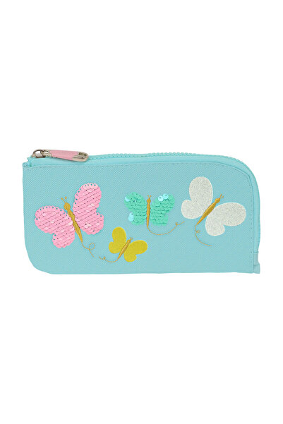 Moos School Case Butterflies Light Blue 23 x 11 x 1 cm