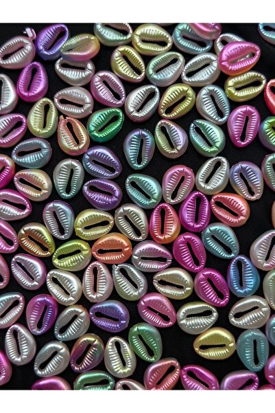 Bijumix Aksesuar 40 Adet Deniz Kabugu Pembe Turuncu Mor Yeşil Sarı Tonlu Ebru...