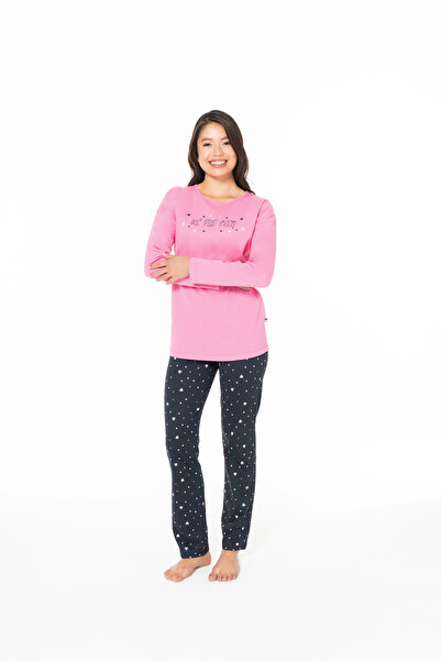 U.S. Polo Assn. Women's Pajamas Set, No Pocket, 100% Cotton, Long Sleeve, Crew Neck, Heart Print