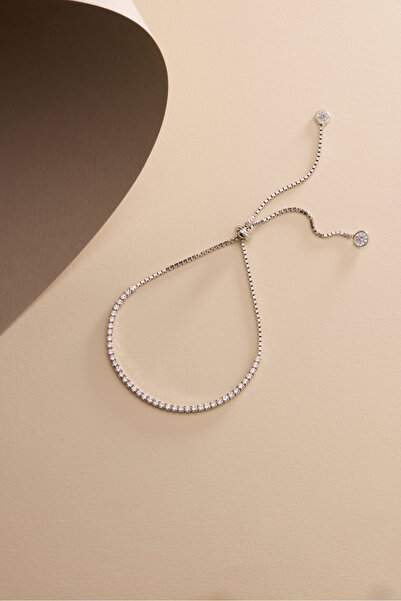 Nereze 925 Ayar Gümüş Rodyum Kaplama Ayarlanabilir Asansörlü 2 mm Zirkon Taşl...