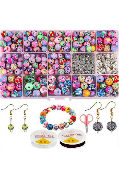 yiğit aksesuar Patterned Round Beads and Spacer Jewelry Making Supplies Set