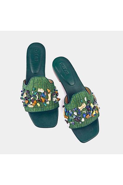 Delilah Sahara Genuine Leather Sandals – Handcrafted, Double Cushioned – Emerald