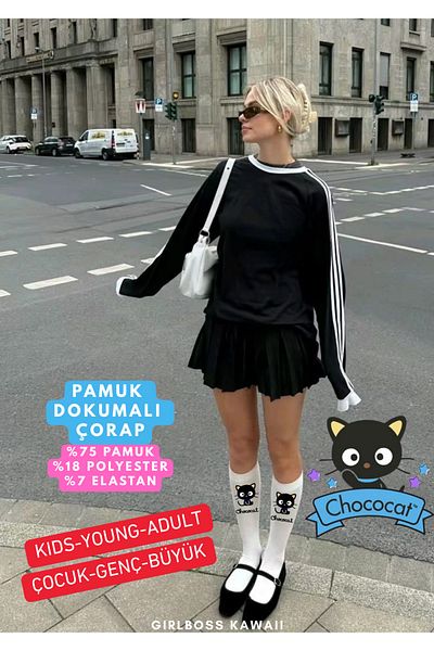 Girlboss Kawaii Chococat Knee-High Long Socks School Socks All Ages Children / Teenager / Big Series