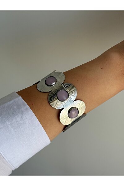 Owentis Çelik Silver Etnik Model Kalın Valais Kelepçe -kararma yapmaz-