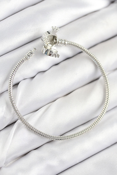 Clariss Brass Charm Zircon Stone Crown Model Silver Color Women's Bracelet