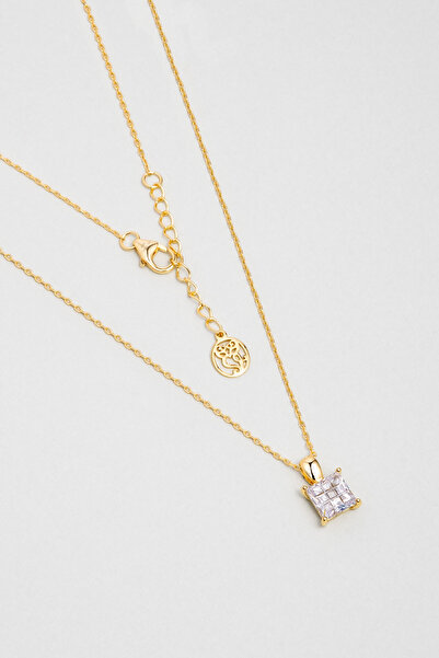 So CHIC... Kare Kesim 18 Ayar Sarı Altın Kaplama 45 Cm Gümüş Minimal Kolye