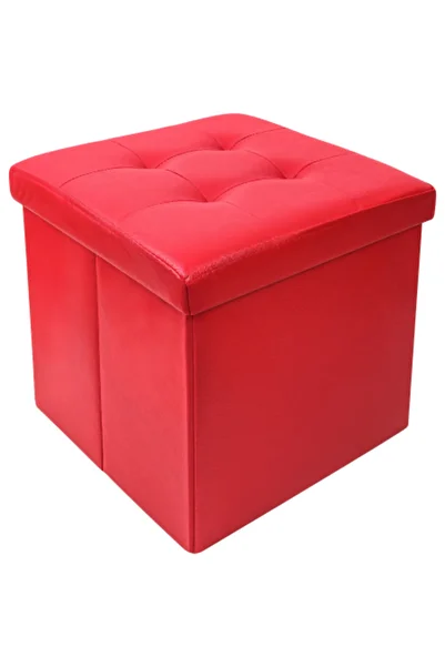FizioTab FizioTab® Folding Stool with Storage Space, Eco-leather, 38x38x38 cm, Red