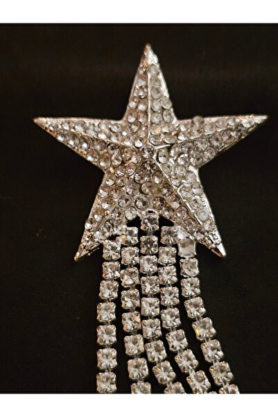 Elvinege Aksesuar Broş - Yıldız Taşlı Broş - Yaka Broşu - İğneli Broş - Elbise Aksesuarı - Yaka süsü