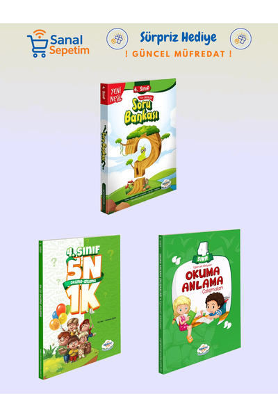 öğretmen evde Öğretmenevde 4. Sınıf Okuma Anlama - Soru Bankası - 5N1K (Günce...