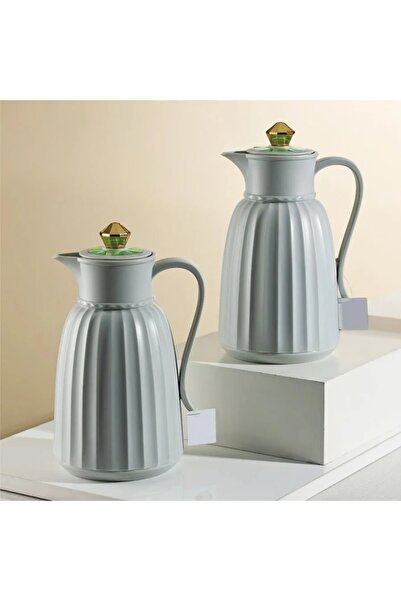 rexa طقم فناجين قهوة بورسلين - أبيض مع خط ذهبي - 6 قطع مع طبق تقديم