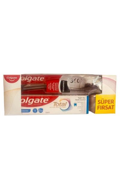 Colgate Total Active Protection Whitening Toothpaste 50 ml + Charcoal Toothbrush Super Opportunity Package