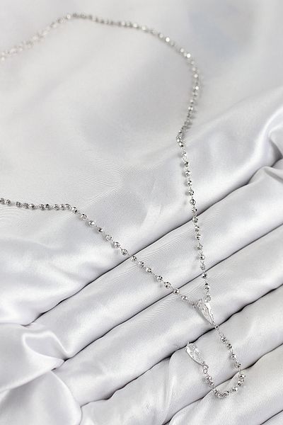 Clariss Silver Color Women's Y Necklace with Brass Zircon Stone