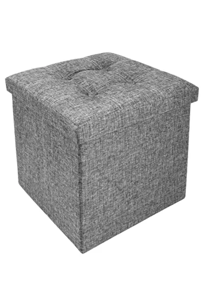 FizioTab FizioTab® Folding Stool with Storage Space, Eco-leather, 38x38x38 cm, Gray with white threads
