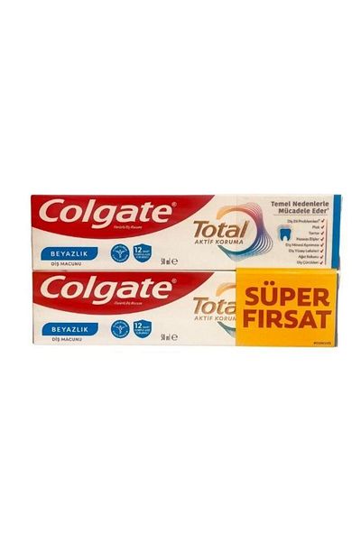 Colgate Total Active Protection Whitening Toothpaste 50 ml + 50 ml Super Deal Package