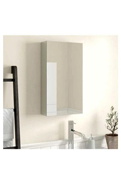 DZGN HOME Tek Aynalı Kapaklı 3 Raflı Çok Amaçlı Banyo Dolabı Beyaz