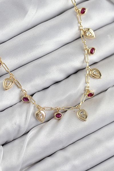 Clariss Brass Zircon Stone Dangle Drop Model Gold Color Women's Necklace