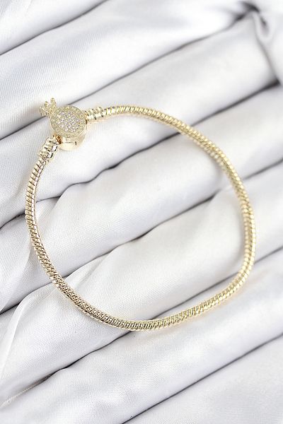 Clariss Brass Charm Zircon Stone Crown Model Gold Color Women's Bracelet