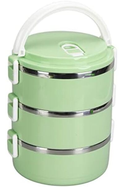 Fdit Portable 304 Stainless Steel Lunch Box, Thermal Cylinder, for School Office Outdoor, with Safety Loc