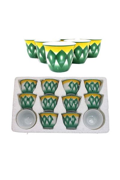 Generic 12-Piece Green Tin Tea Cup Set