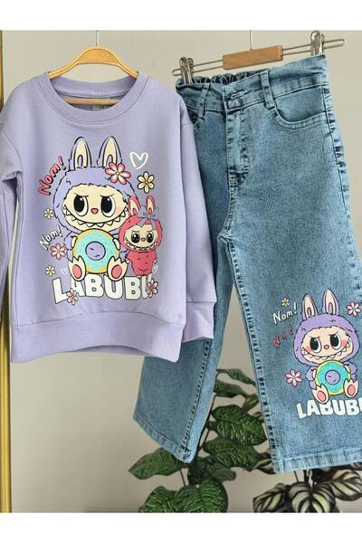 ARBİ kids Girl's Labubu Double Girl's Jeans Suit