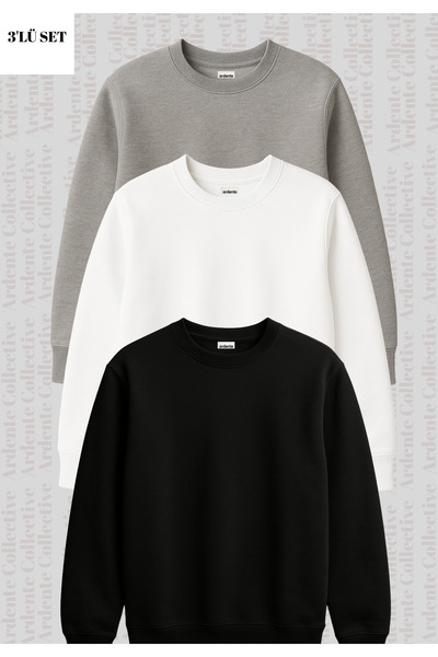 Arz giyim Ardente Collective Unisex Oversize Gri-Negru-Alb Trei Culori tricou