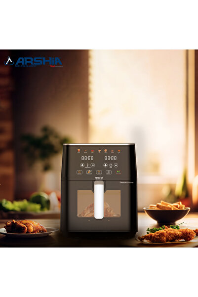 Arshia 🥗 مقلاة هوائية ديجيتال أرشيا 7.5 لتر – طهي صحي بدون زيت بحوض شفاف | A...