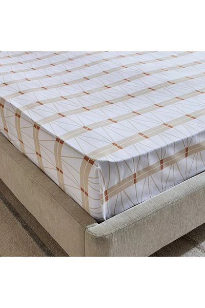 Home Box Malta Lattice Printed Cotton Twin Flat Sheet - 170x260 cm
