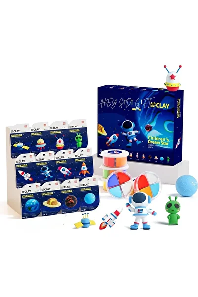 HEY GİDİ GİFT TOY STORE Space Themed Play Dough Set – Astronaut & Planet Figures |   Educational and Fun Air Dry Clay