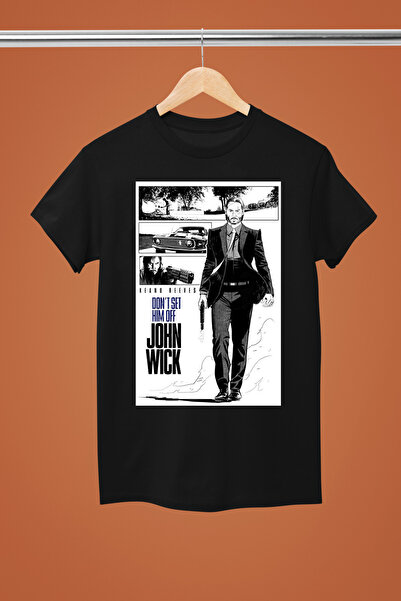 MAGORS تيشيرت جون ويك مطبوع من القطن بأكمام قصيرة وقصة عادية