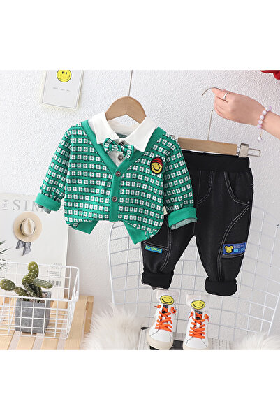 OEM BOYS 3-PIECE SET WITH BOW TIE Green 4 YEARS