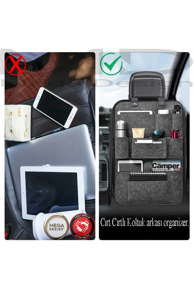 Mega Design 2 Pieces Multi-Section Storage Bag, Hanging from the Headrest Str...