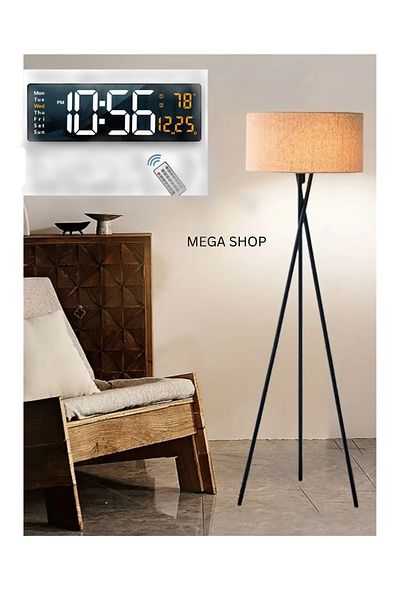 Primo Plus mix (Floor Lamp for Living Room with 3 Color Temperatures and Large Display Digital Wall Clock)