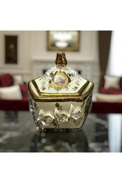 Zuccara Maison İthal Fine Porcelain Altın Yaldızlı Kapaklı Şekerlik