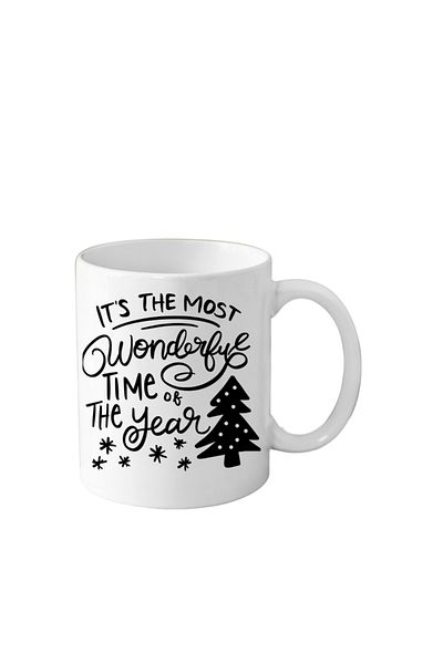 OEM White mug 330 ml Christmas with snowflakes