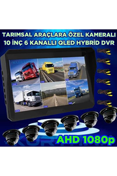 Twogo 6 ADET 1080P AHD 150'' ULTRA MİNİ KAMERA VE 10 İNÇ DVR MONİTÖR 12 V 256 GB