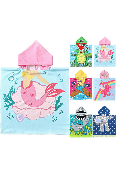 OEM Prosop de baie cu glugă pentru copii 1-6 ani, microfibră