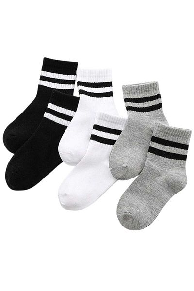 Marlin Unisex Children 6 Pairs (Black White Gray) Hoop College Socks