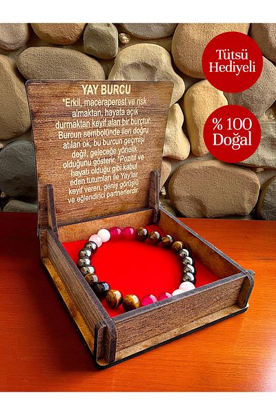 Vexa Aksesuar Sagittarius Natural Stone Bracelet with Incense Gift – 100% Natural Stone, Gift Boxed Set