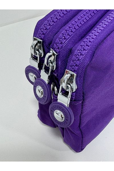 Çanta Trend Crinkle Fabric Hand and Cross Strap Card Holder, Pen Holder/Wallet Type Makeup Bag with Coin Compartment