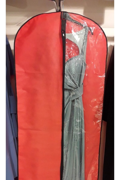 Umut kılıf Coat - Tunic Dress Carrying and Protective Case, Pouch, Semi-Transparent Window, Red, 64X130 cm