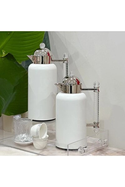 rexa طقم ترمس شاي وقهوة بتصميم أنيق وعصري بمقبض أكريليك - 1 لتر + 1 لتر