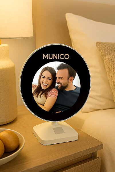 Munico Sihirli Ayna Fotoğraf Çerçevesi Siyah Çerçeveli, Kişiye Özel Anılar İç...