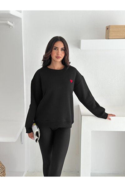 Noa Noa Kadın Kalp Nakışlı Sweatshirt – Sade & Sevgi Dolu Stil