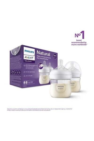 Philips Avent Natural Ultra-Soft Baby Feeding Bottles, 125 ml, Transparent, 2-piece