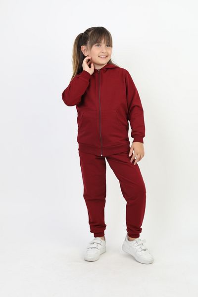SLOBODA Unisex Tops Hoodie Without Printing Solid Red Fleece School Polar