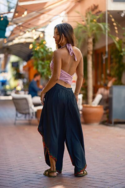 Miss Boheme Black Color Ethnic Cap Embroidered Pants