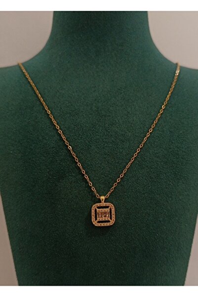 Monalisa Home قلادة مزخرفة باللون الذهبي مع شكل حجر لامع